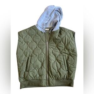 Quilted Green Puffer Hoodied Vest